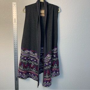 Stylish Gray and Purple long  blanket Vest